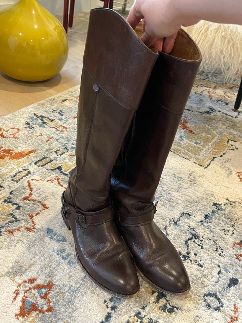 FRYE AND CO. Dark Brown Leather Tall Riding Boots
